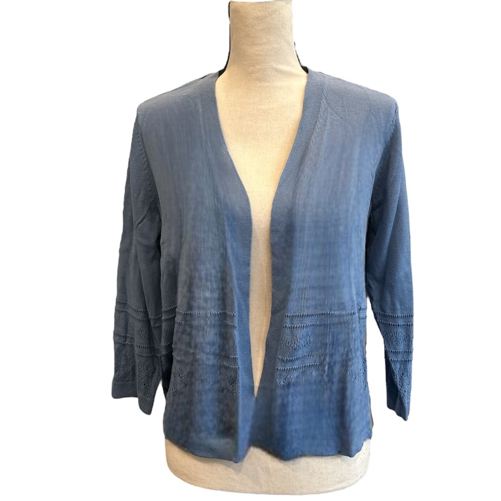 New C&B Pointelle 3/4 Sleeve Cardigan Sz M